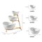 3 Tiered Oval Serving Bowl With Collapsible Metal Rack, Dessert Appetizer, Candy Chip Dip, Fruit, Vegetable Bowl Set, White Serving Dishes For Entertaining(Gold Stand)
